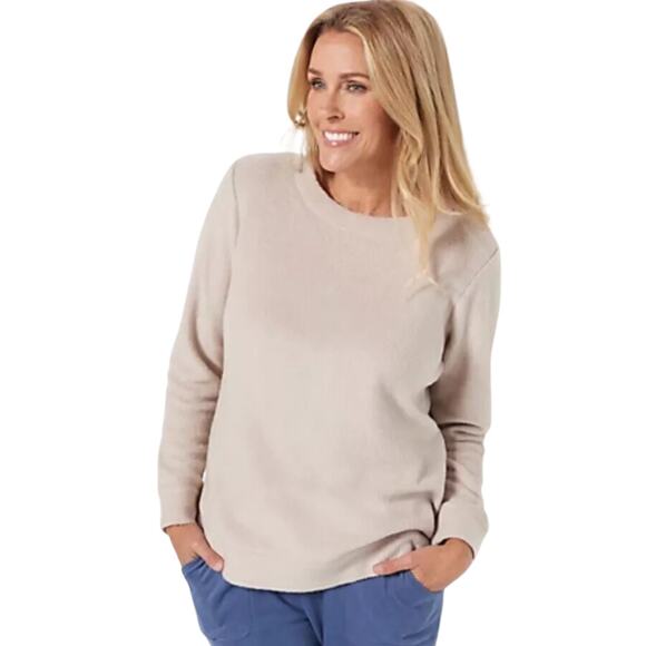 Denim & Co. Comfort Zone Baby Sherpa Crewneck Pullover NEW Medium - Picture 1 of 3